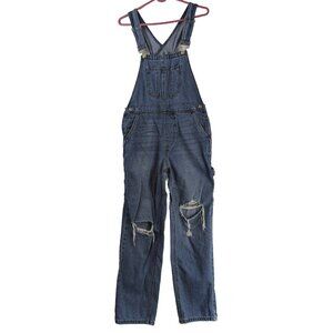 Forever 21 Overalls Women Size Small ~ Blue Denim Jeans Distressed Casual VGC